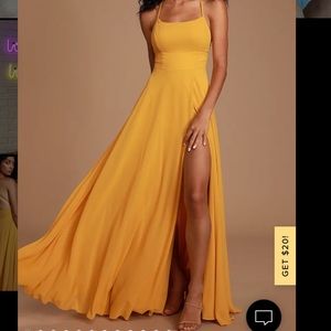Lulu’s Yellow Dreamy Romance Mustard Yellow Backless Maxi Dress - Wedding Guest